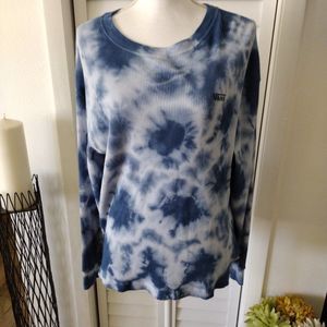 VANS unisex tie dye waffle knit shirt Long sleeve scoop neck Logo on chest Sz. S
